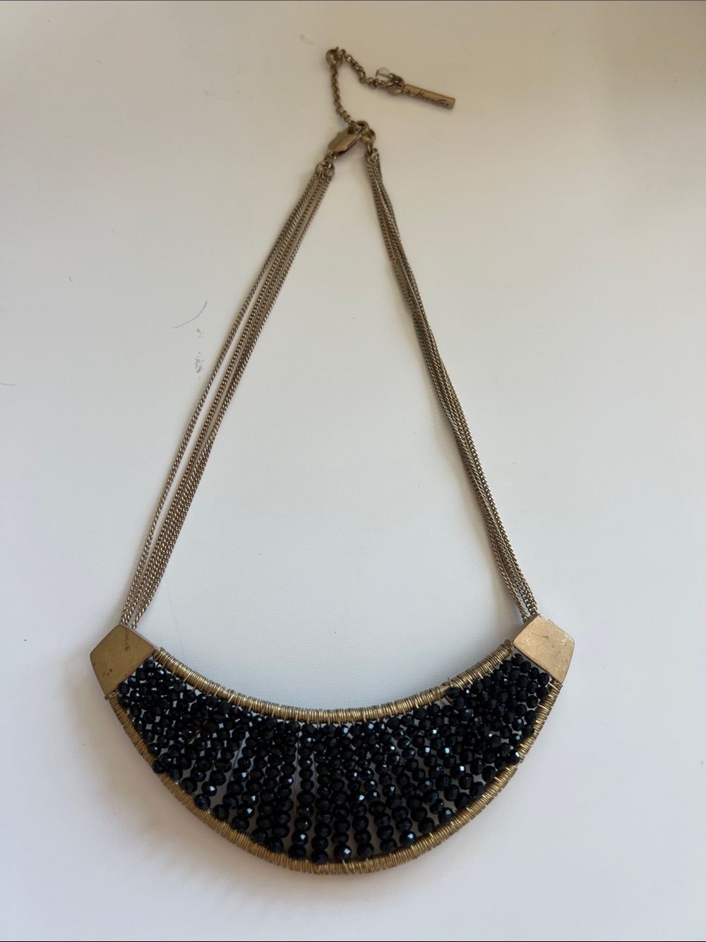 Kenneth Cole Gold-Tone Bib Necklace with Black Beaded Accent